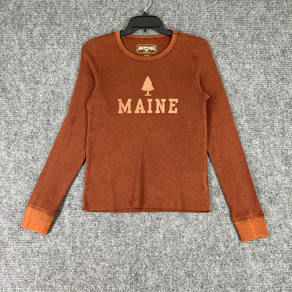 American Eagle Maine Thermal Shirt Womens M Gorpcore Cabin Core Waffle Knit Top - Picture 4 of 10